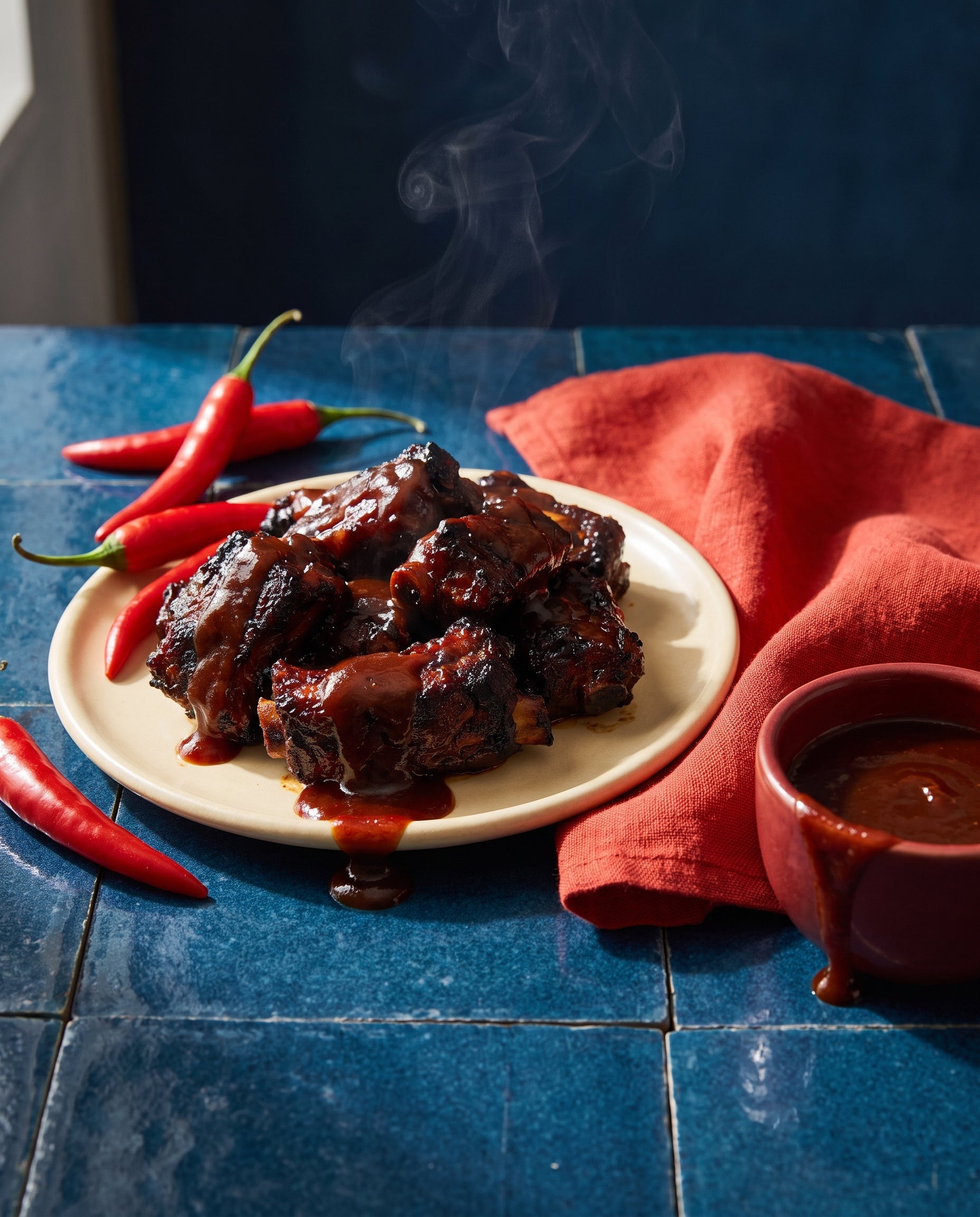 Close-up of Tamarind Heads Hot BBQ sauce showing its texture