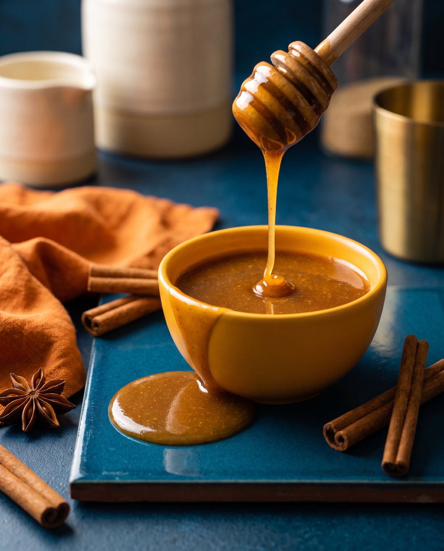 Close-up of Tamarind Heads Spiced Honey Mild BBQ sauce showing its texture